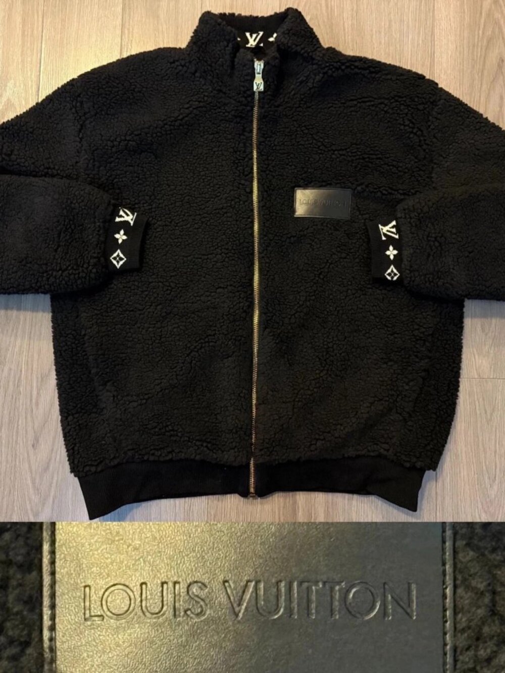 Louis Vuitton Zip Up Fleece with Patch jacket black XL